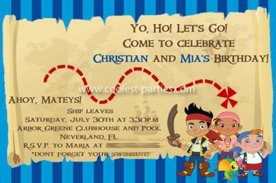 Birthday Party Themes  Girls on Jake And The Neverland Pirates Birthday Party Invitation