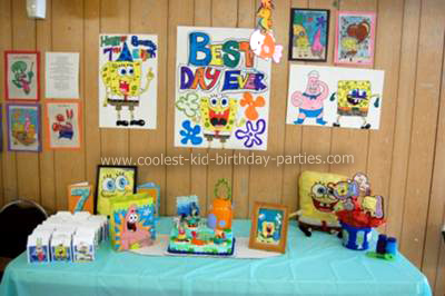 birthday party invitations homemade
 on Elijah's Jumpin' 7th Spongebob Birthday Party