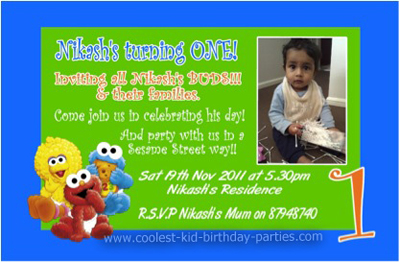 Nikash Sesame Street Invitation